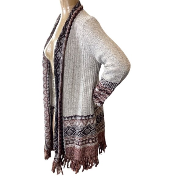 Style & Co BOHO Fringed Open Cardigan Sweater Sz M Cotton Blend #49N - Picture 4 of 7